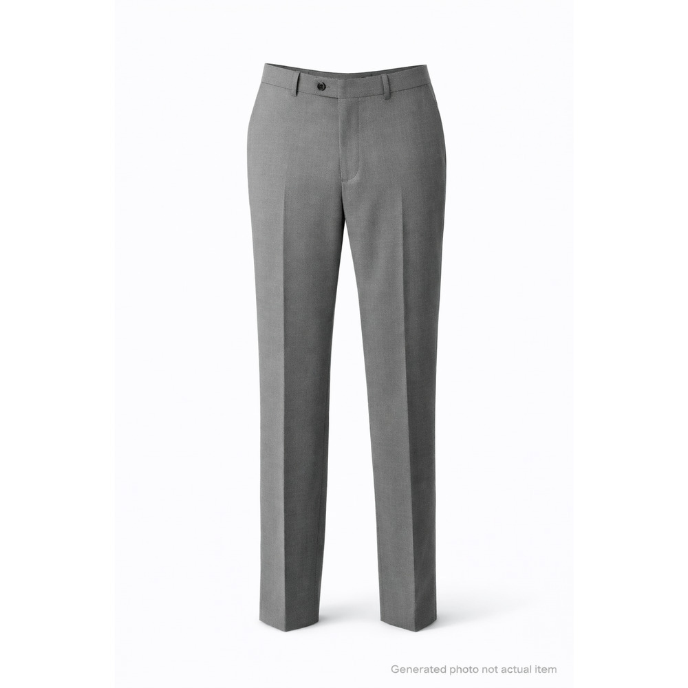 Egara Men's Gray Dress Pants 32x32 Slim Fit 100% Wool Flat Front Business